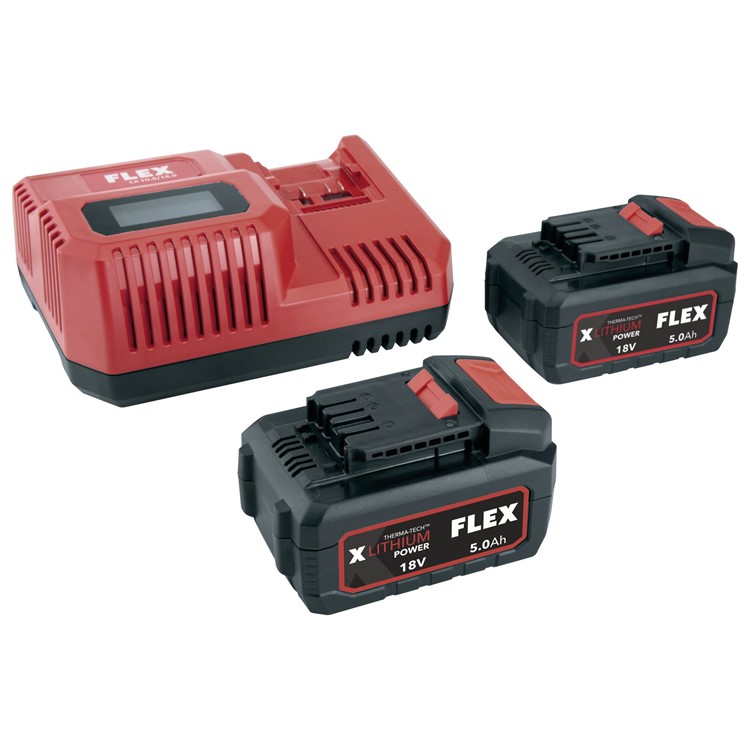 Batteripack 2x 5.0Ah plus laddare 18V