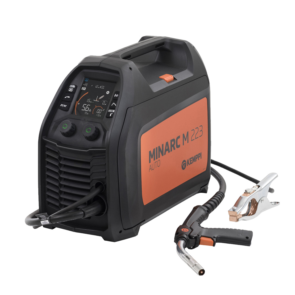 Kemppi Minarc M 223 Auto inkl. Svetshjälm S1040, Slitdelslåda & Trådrulle